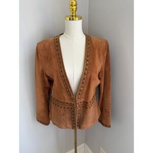C concept leather suede embellished jacket Brown Studs Bohemian 12
